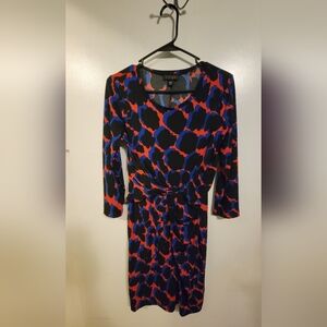 Metaphor Red and Blue Bodycon Dress with 3/4 Sleeves